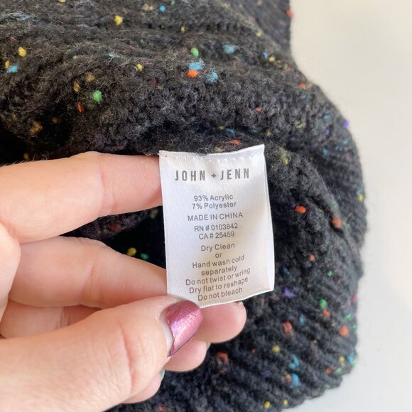 John + Jenn Black Cropped Knit Cardigan Sweater M V-Neck Tie Back Relaxed Fit - Picture 5 of 7